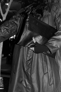 Fendi fall 1980 leather woven envelope clutch.