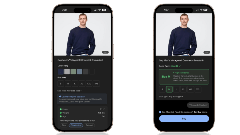 AI agentic shopping app Gap Inc. Bold Metrics