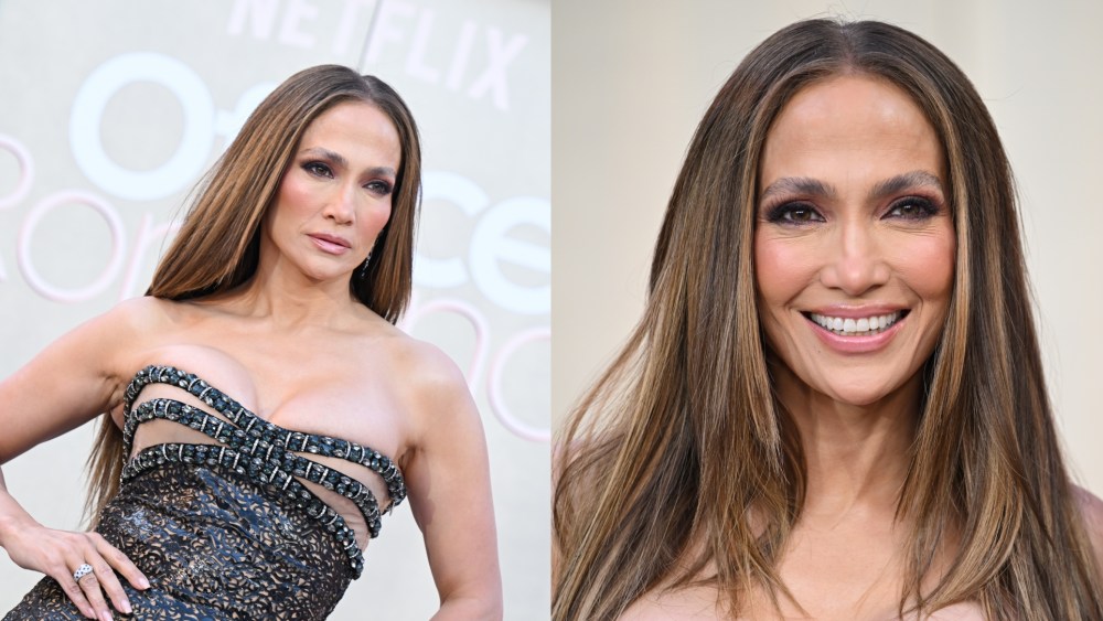 Jennifer Lopez wears 2004 Versace at the "Office Romance" premiere on May 26 in Los Angeles.