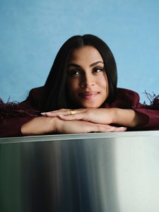 Sydney McLaughlin-Levrone photographed for Footwear News at PMC Studios on May 13, 2026 in Los Angeles, California. McLaughlin-Levrone wears LaPointe jacket; Mischo bronze and 24-karat gold-plated ring.