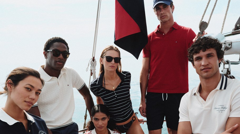 Tommy Hilfiger looks on a boat.